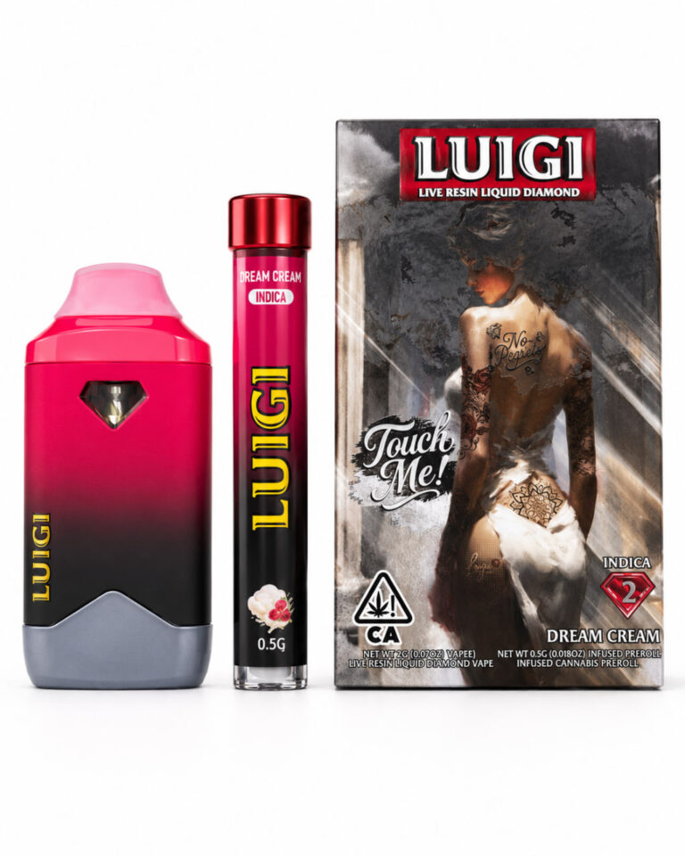 Luigi Vape Dream Cream Series 8 Indica Live Resin Liquid Diamonds 2G disposable with pre-roll Luigi Vape Dream Cream Series 8 Indica Live Resin Liquid Diamonds 2G disposable with pre-roll